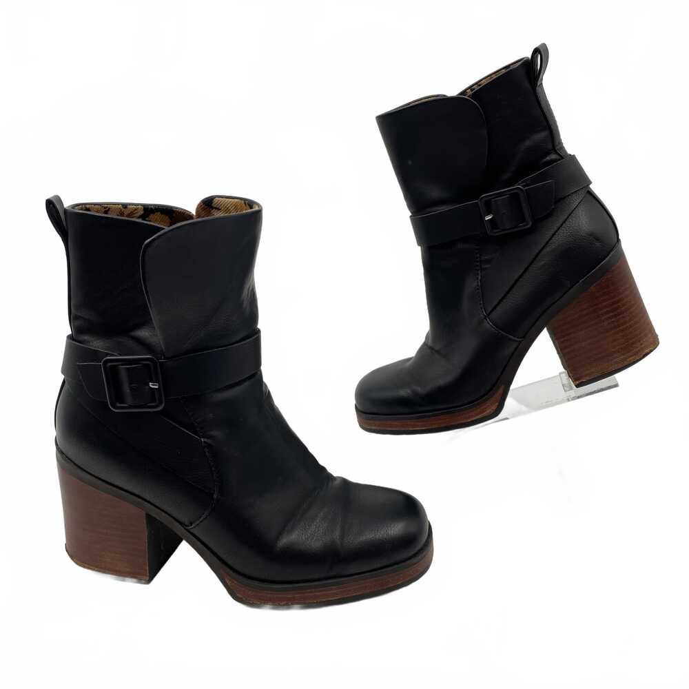 Korks Black Heeled Boots Buckle | Womens 8